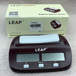 LEAP PQ9907 Digital Chess Timer Clock Brown WORKS! International Gaming System